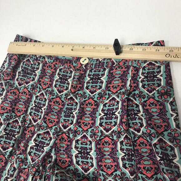Anthropologie Elevenses Wide Leg Pant Womens 0 Blue Pink Flat Front Mid Rise - Picture 9 of 13